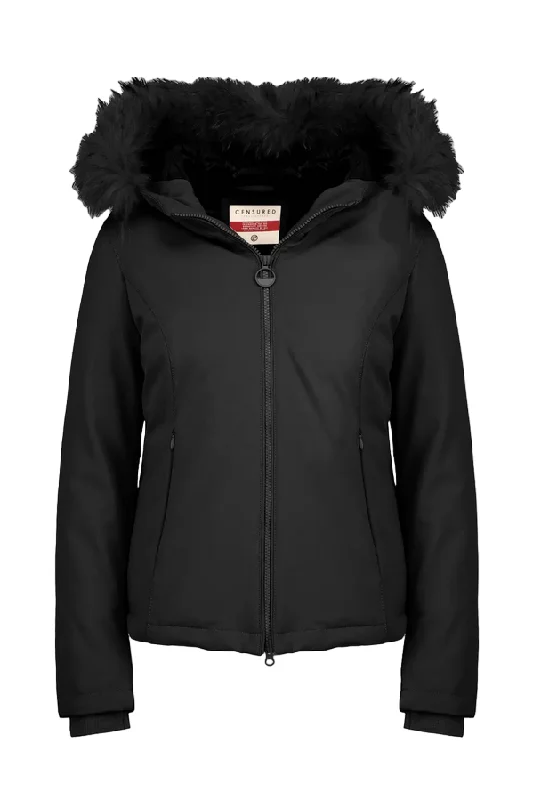 Censured giacca in softshell bonded invernale con cappuccio e pelliccia JW6236TNEP 90 black