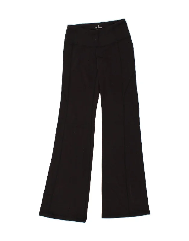 ATHLETA Womens Flare Tracksuit Trousers UK 6 XS Black Nylon