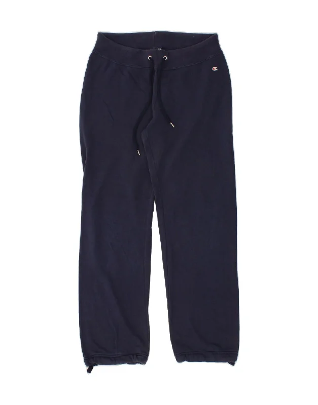 CHAMPION Womens Tracksuit Trousers UK 12 Medium Navy Blue Cotton