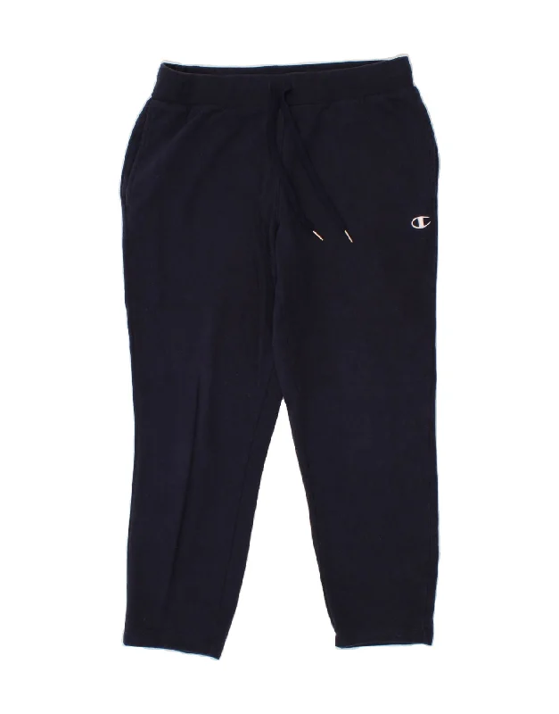 CHAMPION Womens Tracksuit Trousers UK 16 Large Navy Blue Cotton