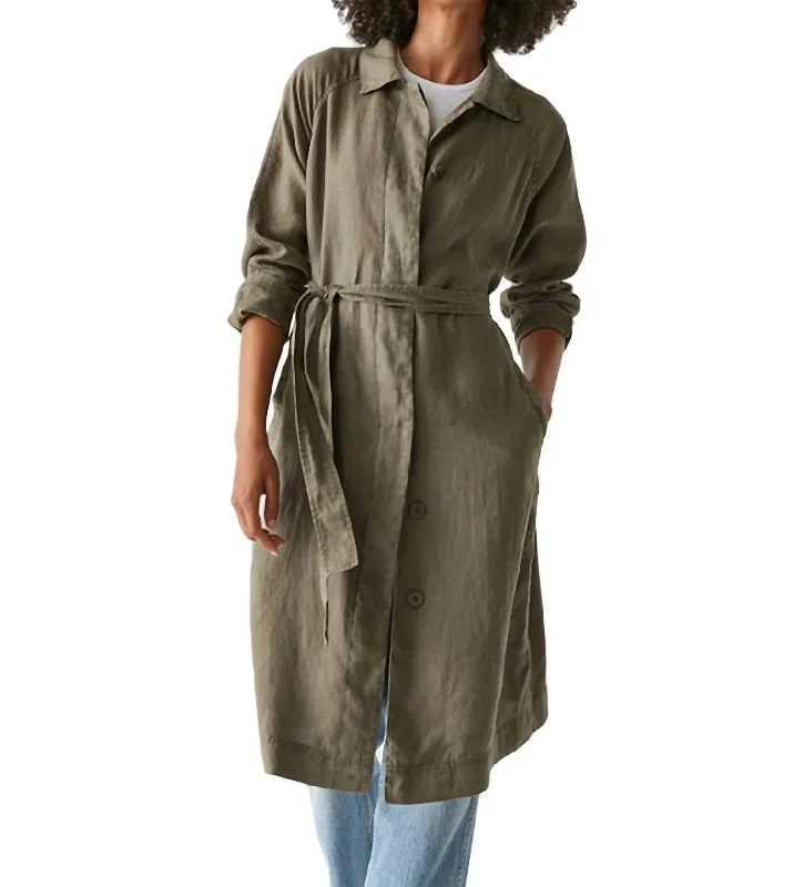 Belinda Linen Coat In Camo