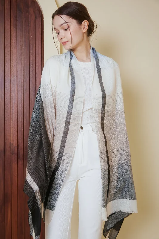 Restocked* Luxe Cashmere Shawl in Blue Grey Gradient