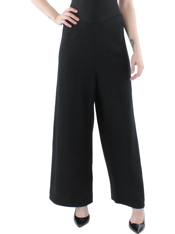 Womens Wool Office Wide Leg Pants