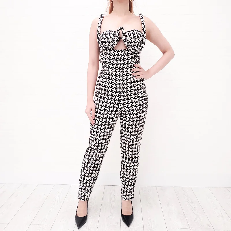 AREA TWEED HOUNDSTOOTH JUMPSUIT - SIZE 2
