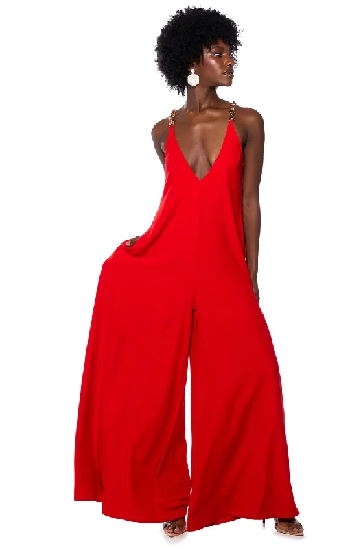 SICILY OVERSIZED SLEEVELESS JUMPSUIT IN RED