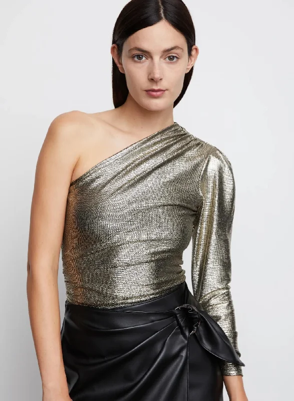 Bailey Fitted Asymmetrical Top in Black/Gold