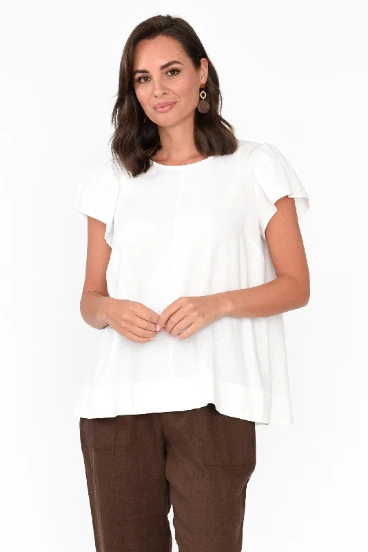 Imogen White Frill Sleeve Top